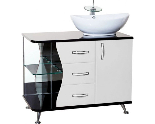 Заказать Тумба с раковиной белый глянец/черный глянец 91 см Bellezza Рио 4633615141262 + 4620008193823 в магазине сантехники Santeh-Crystal.ru