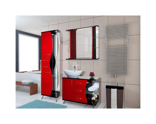 Заказать Тумба с раковиной красный глянец/черный глянец 91 см Bellezza Рио 4633615142214 + 4620008193823 в магазине сантехники Santeh-Crystal.ru
