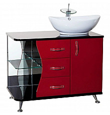 Тумба с раковиной красный глянец/черный глянец 91 см Bellezza Рио 4633615141217 + 4620008193823