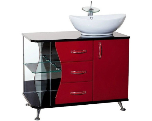 Купить Тумба с раковиной красный глянец/черный глянец 91 см Bellezza Рио 4633615141217 + 4620008193823 в магазине сантехники Santeh-Crystal.ru