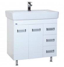 Тумба с раковиной белый глянец 80 см 3 ящика Bellezza Сиена 4633913080010 + 4620000148579