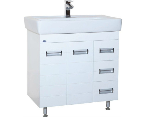 Заказать Тумба с раковиной белый глянец 80 см 3 ящика Bellezza Сиена 4633913080010 + 4620000148579 в магазине сантехники Santeh-Crystal.ru