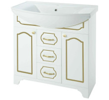 Тумба с раковиной белый глянец золотая патина 76 см Bellezza Тиффани 4630512110384 + 4620008197470