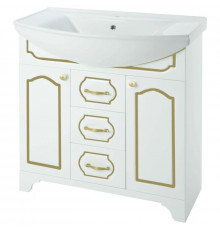 Тумба с раковиной белый глянец золотая патина 76 см Bellezza Тиффани 4630512110384 + 4620008197470