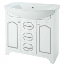 Тумба с раковиной белый глянец серебряная патина 76 см Bellezza Тиффани 4630512110391 + 4620008197470