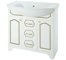 Тумба с раковиной белый глянец золотая патина 86,5 см Bellezza Тиффани 4630514110382 + 4620008197357
