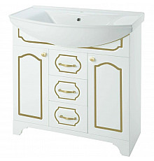 Тумба с раковиной белый глянец золотая патина 86,5 см Bellezza Тиффани 4630514110382 + 4620008197357