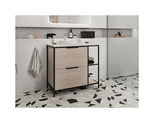 Купить Тумба дуб/черный 80,4 см Cersanit Bosquet A63012 в магазине сантехники Santeh-Crystal.ru