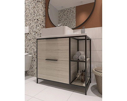 Купить Тумба дуб/черный 80,4 см Cersanit Bosquet A63012 в магазине сантехники Santeh-Crystal.ru