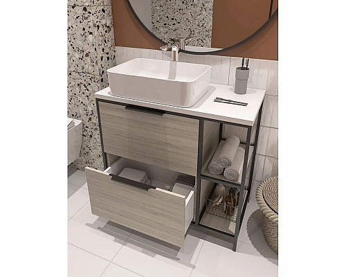 Купить Тумба дуб/черный 80,4 см Cersanit Bosquet A63012 в магазине сантехники Santeh-Crystal.ru