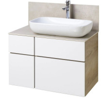 Тумба с раковиной дуб эндгрейн/белый матовый 80 см Акватон Мишель 1A2445K2MIX40