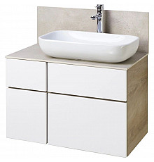 Тумба с раковиной дуб эндгрейн/белый матовый 80 см Акватон Мишель 1A2445K2MIX40