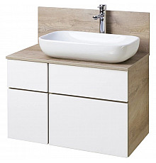 Тумба с раковиной дуб эндгрейн/белый матовый 80 см Акватон Мишель 1A2445K0MIX40