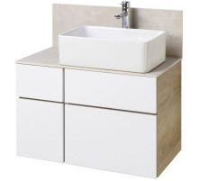 Тумба с раковиной дуб эндгрейн/белый матовый 80 см Акватон Мишель 1A2445K3MIX40