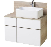 Тумба с раковиной дуб эндгрейн/белый матовый 80 см Акватон Мишель 1A2445K1MIX40