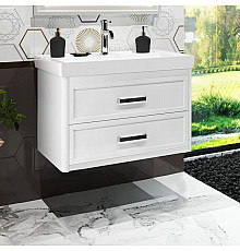 Тумба с раковиной белый матовый 81 см подвесная Opadiris Вегас