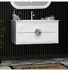 Тумба с раковиной белый глянец/хром 91 см Opadiris Ибица