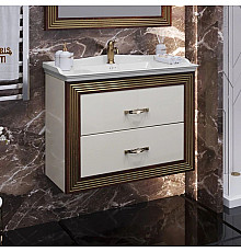 Тумба с раковиной белый золотая патина 80 см Opadiris Карат