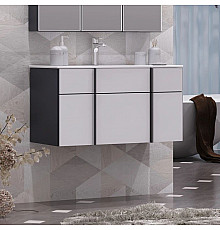 Тумба с раковиной белый/антрацит 91 см Opadiris Кристалл