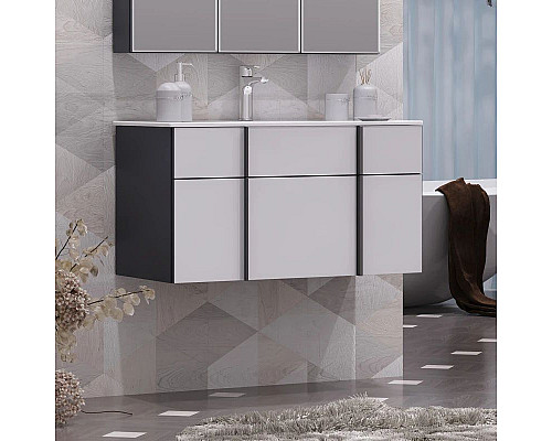 Приобрести Тумба с раковиной белый/антрацит 91 см Opadiris Кристалл в магазине сантехники Santeh-Crystal.ru