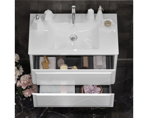 Купить Комплект мебели белый матовый 91 см Opadiris Луиджи в магазине сантехники Santeh-Crystal.ru