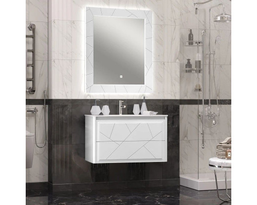 Купить Комплект мебели белый матовый 91 см Opadiris Луиджи в магазине сантехники Santeh-Crystal.ru