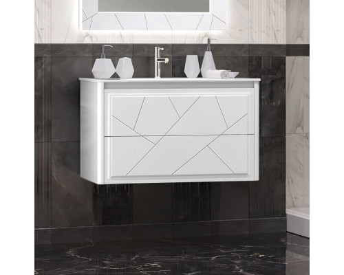 Купить Комплект мебели белый матовый 91 см Opadiris Луиджи в магазине сантехники Santeh-Crystal.ru