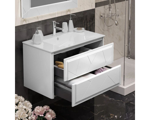 Купить Комплект мебели белый матовый 91 см Opadiris Луиджи в магазине сантехники Santeh-Crystal.ru