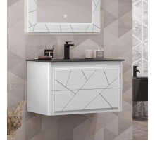 Тумба с раковиной белый матовый 91 см, раковина антрацит Opadiris Луиджи