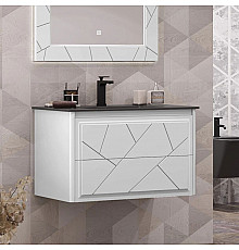 Тумба с раковиной белый матовый 91 см, раковина антрацит Opadiris Луиджи