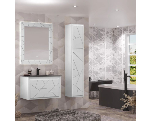 Купить Комплект мебели белый матовый 91 см, раковина антрацит Opadiris Луиджи в магазине сантехники Santeh-Crystal.ru
