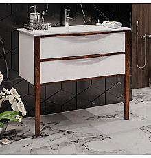 Тумба с раковиной белый глянец/светлый орех 91 см Opadiris Риголетто