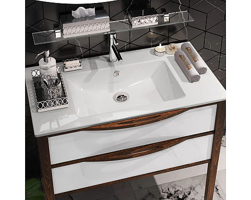 Заказать Тумба с раковиной белый глянец/светлый орех 91 см Opadiris Риголетто в магазине сантехники Santeh-Crystal.ru