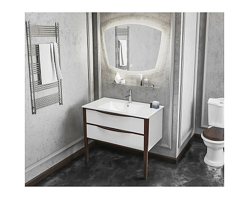 Заказать Тумба с раковиной белый глянец/светлый орех 91 см Opadiris Риголетто в магазине сантехники Santeh-Crystal.ru