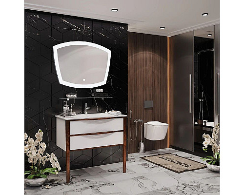 Заказать Тумба с раковиной белый глянец/светлый орех 91 см Opadiris Риголетто в магазине сантехники Santeh-Crystal.ru