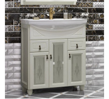 Тумба с раковиной слоновая кость 76 см с художественным стеклом Opadiris Тибет