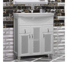 Тумба с раковиной белый матовый 76 см с решеткой Opadiris Тибет