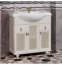 Тумба с раковиной слоновая кость 87 см с решеткой Opadiris Тибет