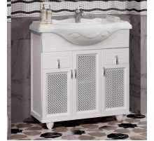 Тумба с раковиной белый матовый 87 см с решеткой Opadiris Тибет