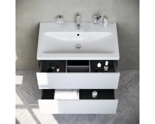 Купить Тумба с раковиной белый глянец 76 см Am.Pm Gem M90FHX07522WG + M90WCC0752WG в магазине сантехники Santeh-Crystal.ru