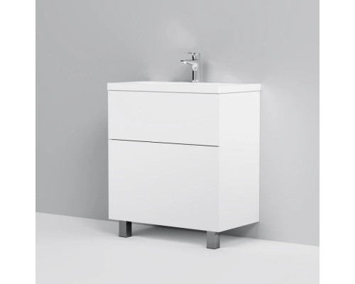 Приобрести Комплект мебели белый глянец 80 см Am.Pm Gem M90FSX07522WG32 + M90WCC0752WG + M91AMOX0801WG в магазине сантехники Santeh-Crystal.ru