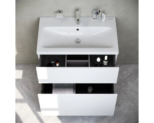 Приобрести Тумба с раковиной белый глянец 76 см Am.Pm Gem M90FSX07522WG32 + M90WCC0752WG в магазине сантехники Santeh-Crystal.ru