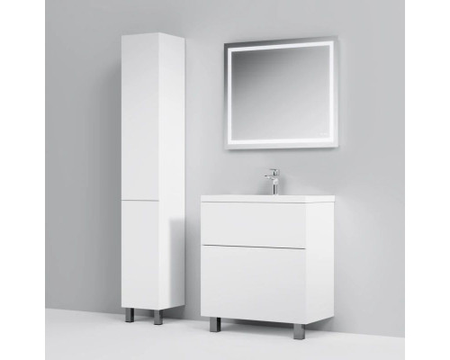 Приобрести Тумба с раковиной белый глянец 76 см Am.Pm Gem M90FSX07522WG32 + M90WCC0752WG в магазине сантехники Santeh-Crystal.ru