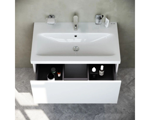 Приобрести Тумба с раковиной белый глянец 76 см Am.Pm Gem M90FHX07521WG + M90WCC0752WG в магазине сантехники Santeh-Crystal.ru