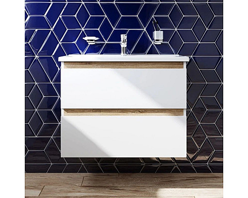 Приобрести Комплект мебели белый глянец 80 см Am.Pm X-Joy M85AFHX0802WG + M85AWCC0802WG + M91AMOX0803WG в магазине сантехники Santeh-Crystal.ru