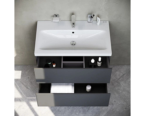 Приобрести Комплект мебели графит матовый 80 см Am.Pm Gem M90FHX07522GM + M90WCC0752WG + M91AMOX0801WG в магазине сантехники Santeh-Crystal.ru