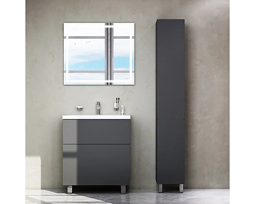 Приобрести Комплект мебели графит матовый 80 см Am.Pm Gem M90FSX07522GM32 + M90WCC0752WG + M91AMOX0801WG в магазине сантехники Santeh-Crystal.ru