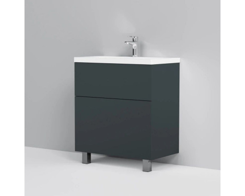 Приобрести Тумба с раковиной графит матовый 76 см Am.Pm Gem M90FSX07522GM32 + M90WCC0752WG в магазине сантехники Santeh-Crystal.ru