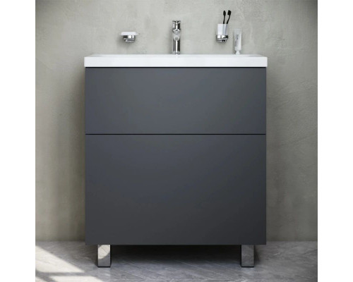 Приобрести Тумба с раковиной графит матовый 76 см Am.Pm Gem M90FSX07522GM32 + M90WCC0752WG в магазине сантехники Santeh-Crystal.ru