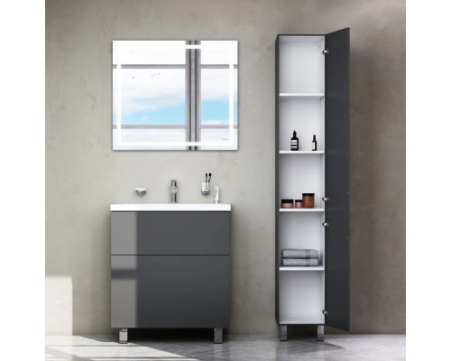 Приобрести Тумба с раковиной графит матовый 76 см Am.Pm Gem M90FSX07522GM32 + M90WCC0752WG в магазине сантехники Santeh-Crystal.ru